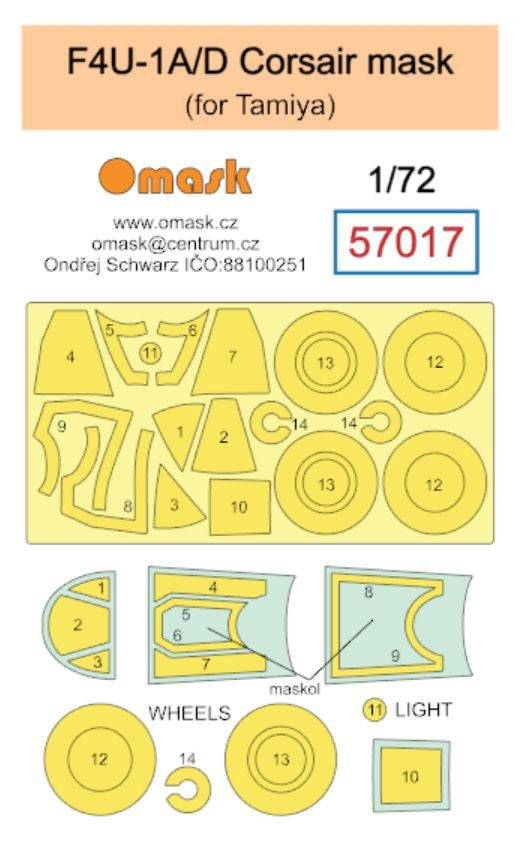 Masque Omask 57017 F4U-1A/D Corsair (pour Tamiya) 1/72