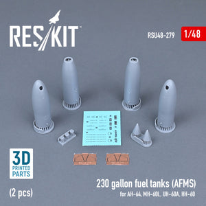 Réservoirs de carburant RESKIT RSU48-0279 de 230 gallons (AFMS) pour AH-64, MH-60L, UH-60A, HH-60 (2 pièces) (impression 3D) 1/48 – image 2