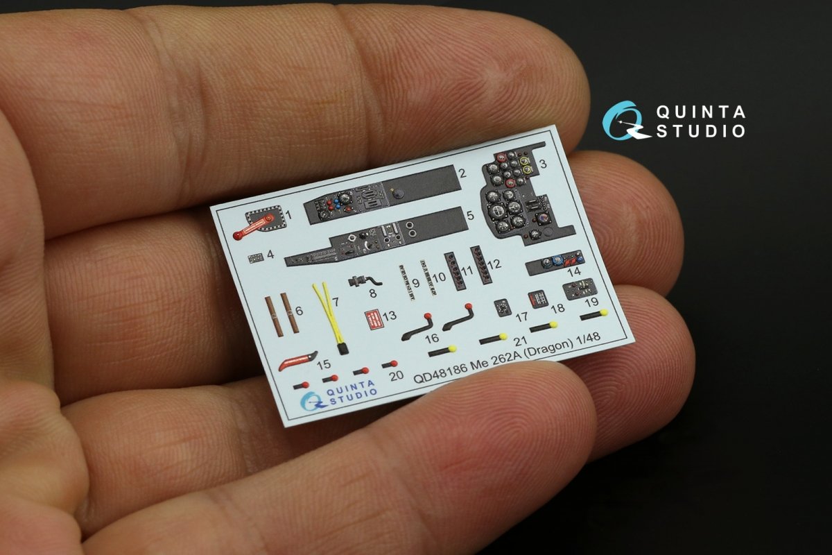 Intérieur imprimé en 3D et coloré sur papier décalcomanie Quinta Studio QD48186 Me 262A (pour Dragon) 1/48 – image 9