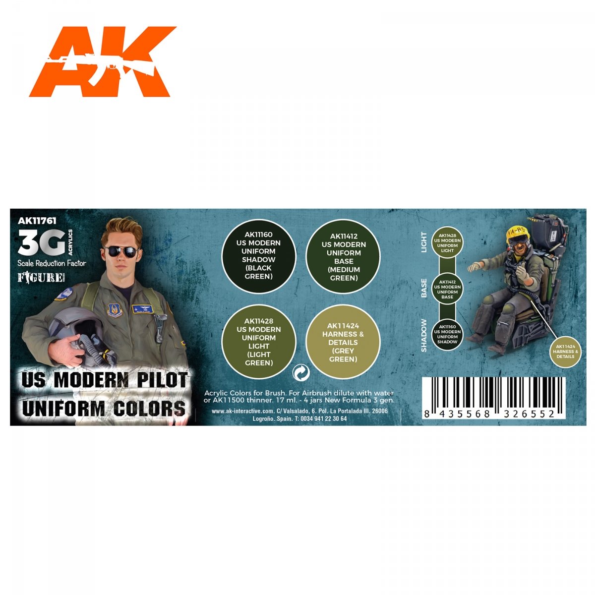 AK Interactive AK11761 US MODERN PILOT UNIFORM COLORS 4x17 ml – zdjęcie 2