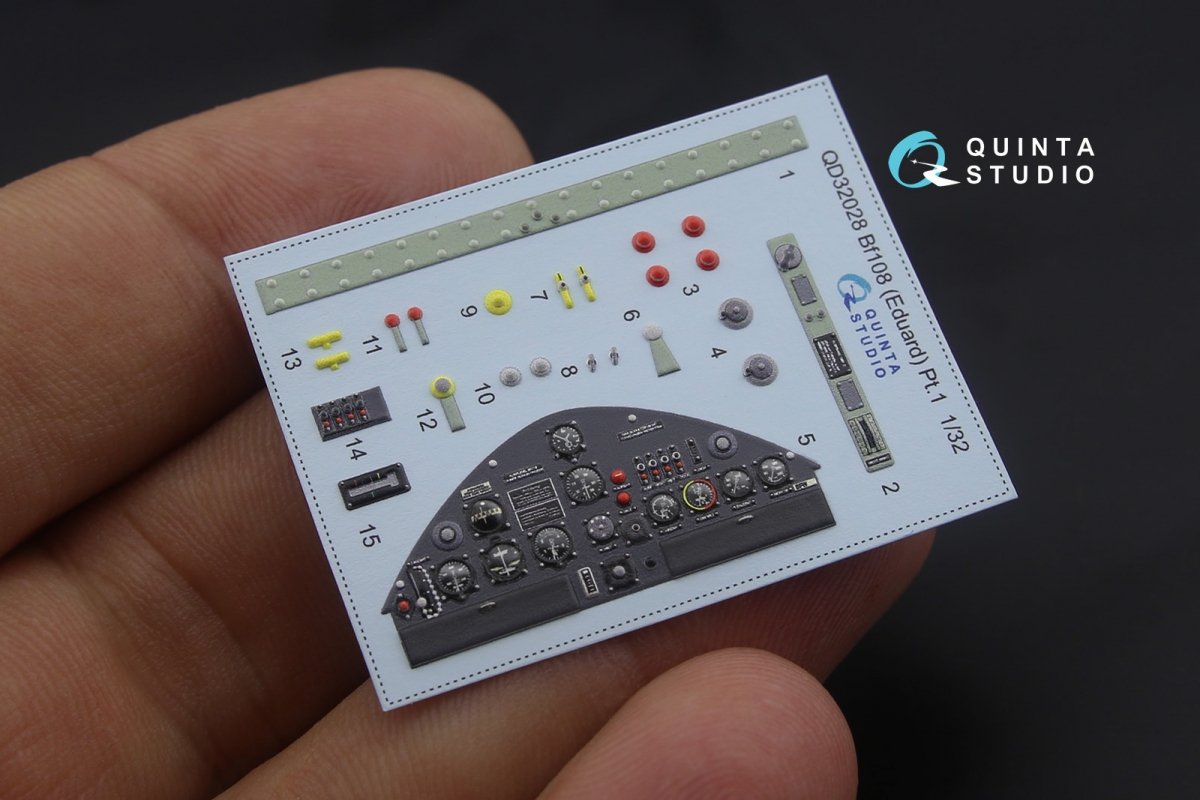 Intérieur imprimé en 3D et coloré sur papier décalcomanie Quinta Studio QD32028 Bf 108 (pour kit Eduard) 1/32 – immagine 5