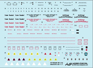 HobbyDecal ST48006V2 Pochoirs Bf-110 version 1 1/48