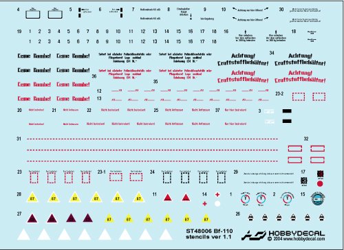 HobbyDecal ST48006V2 Pochoirs Bf-110 version 1 1/48