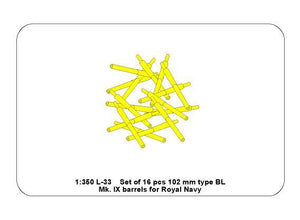 Aber 350L-33 Ensemble de 16 canons de 102 mm type BL Mk.IX pour la Royal Navy (1/350) – immagine 6