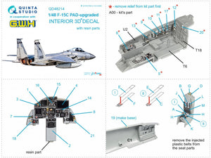 Quinta Studio QD48214 F-15C PAD - Intérieur imprimé en 3D et coloré, amélioré et décoré sur papier décalcomanie avec pièces en résine (GWH) 1/48 – image 8