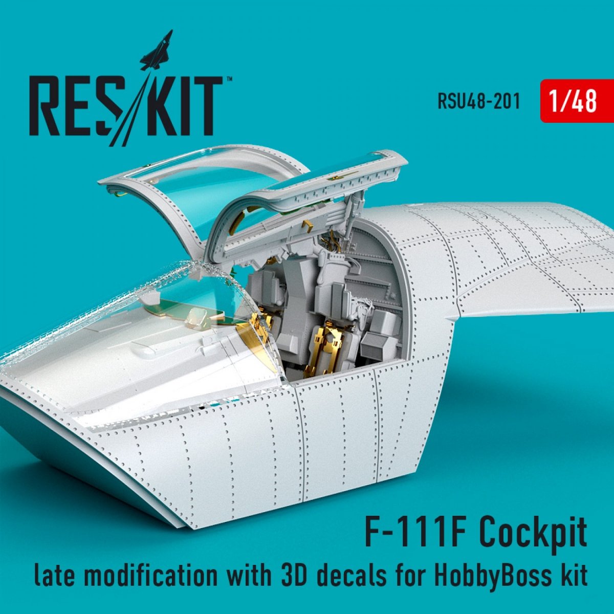 RESKIT RSU48-0201 COCKPIT F-111F MODIFICATION TARDIVE AVEC DÉCALCOMANIES 3D POUR MAQUETTE HOBBYBOSS 1/48