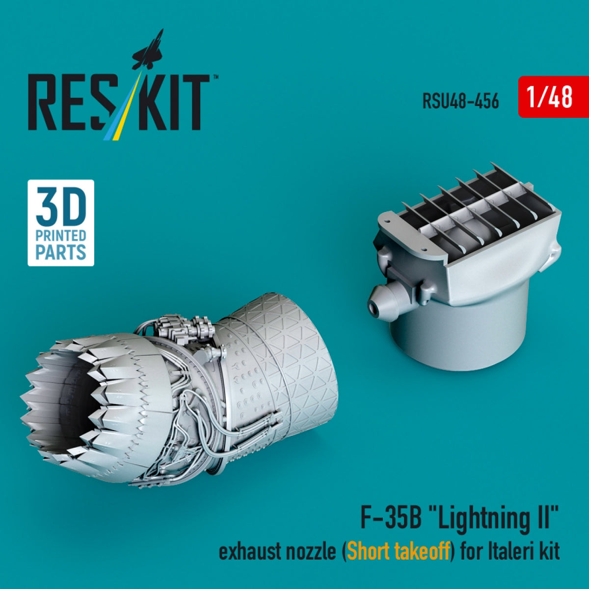RESKIT RSU48-0456 Tuyère d'échappement F-35B « Lightning II » (décollage court) pour maquette Italeri (impression 3D) au 1/48