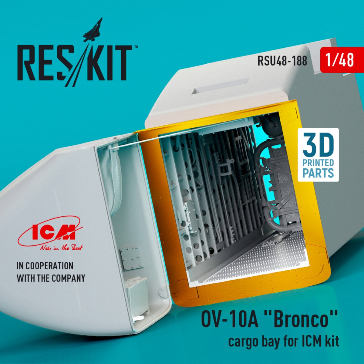 RESKIT RSU48-0188 Baie cargo OV-10A « Bronco » pour kit ICM (Impression 3D) 1/48