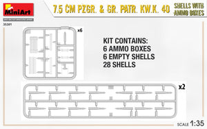 MiniArt 35381 7,5 cm PzGr. &amp;amp; Gr. KwK 40 Obus avec Boîtes de Munitions 1/35 – Bild 4