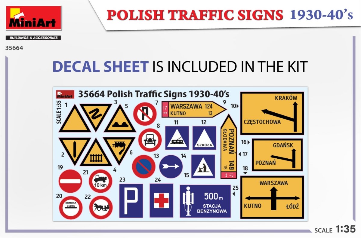 MiniArt 35664 PANNEAUX DE SIGNALISATION ROUTIÈRE POLONAIS ANNÉES 1930-40 1/35 – imagen 2