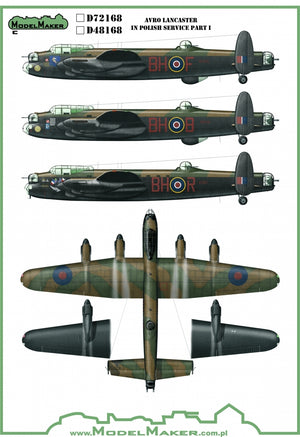 Décalcomanies ModelMaker MD48168 Avro Lancaster en service polonais, partie I, échelle 1/48  – image 2