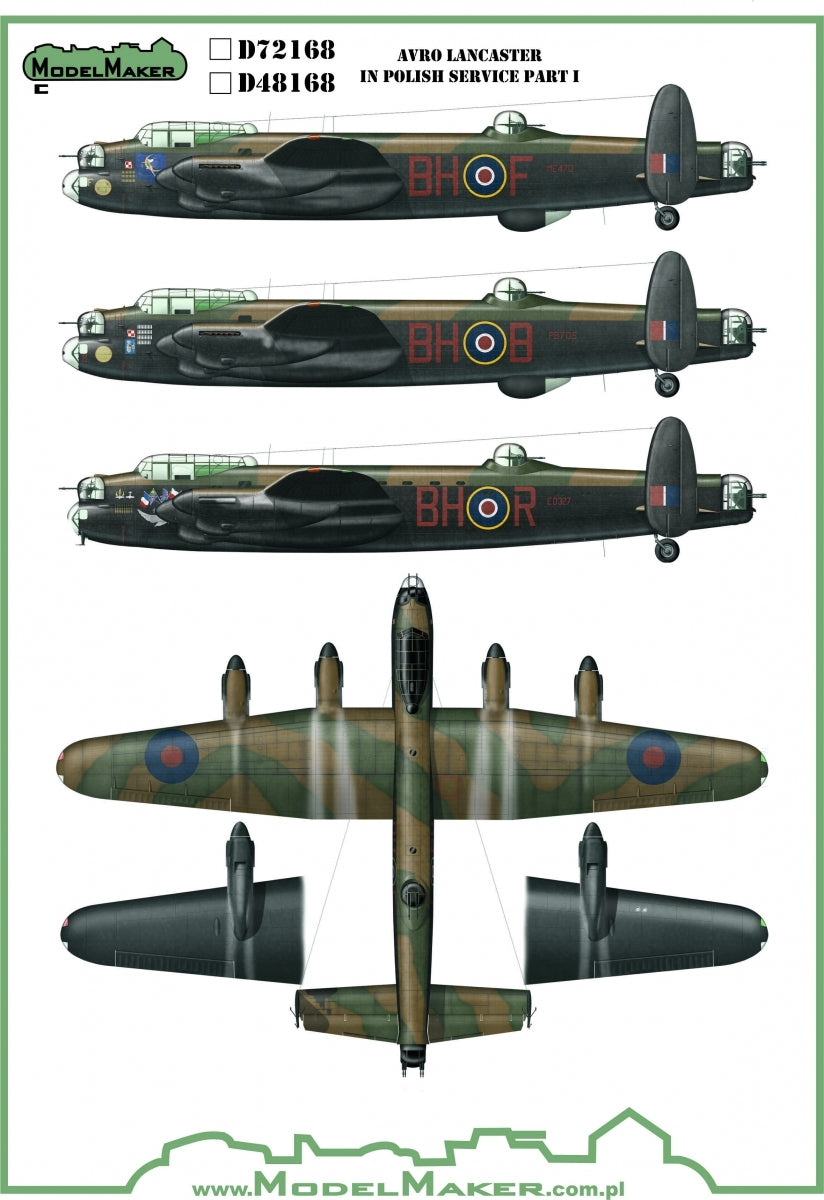 Décalcomanies ModelMaker MD48168 Avro Lancaster en service polonais, partie I, échelle 1/48  – image 2