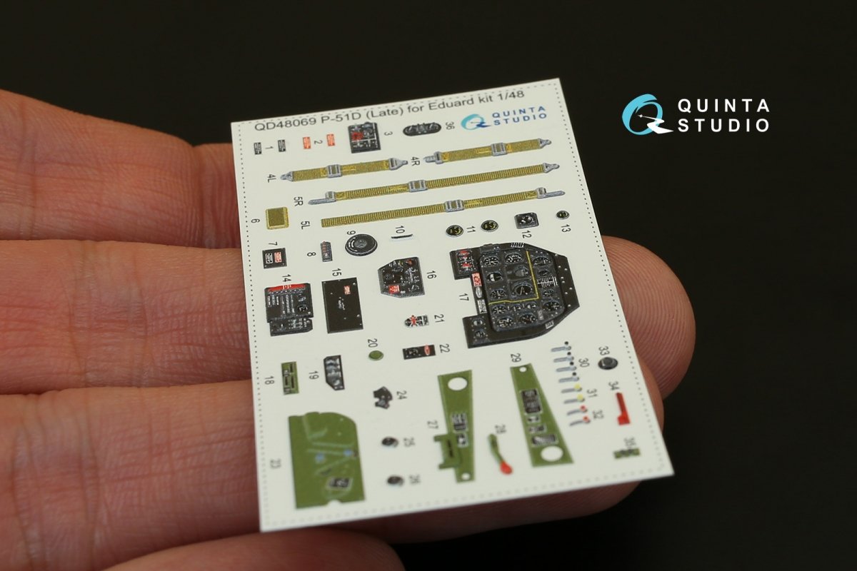 Intérieur imprimé en 3D et coloré sur papier décalcomanie Quinta Studio QD48069 P-51D (version tardive) (pour kit Eduard) 1/48 – image 4