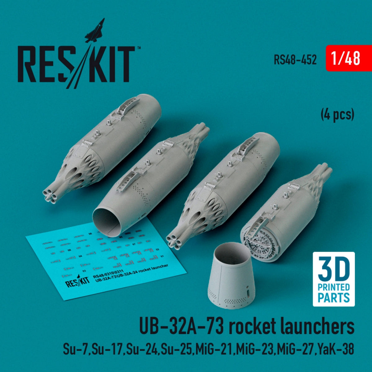 Lance-roquettes RESKIT RS48-0452 UB-32A-73 (4 pièces) (Impression 3D) 1/48