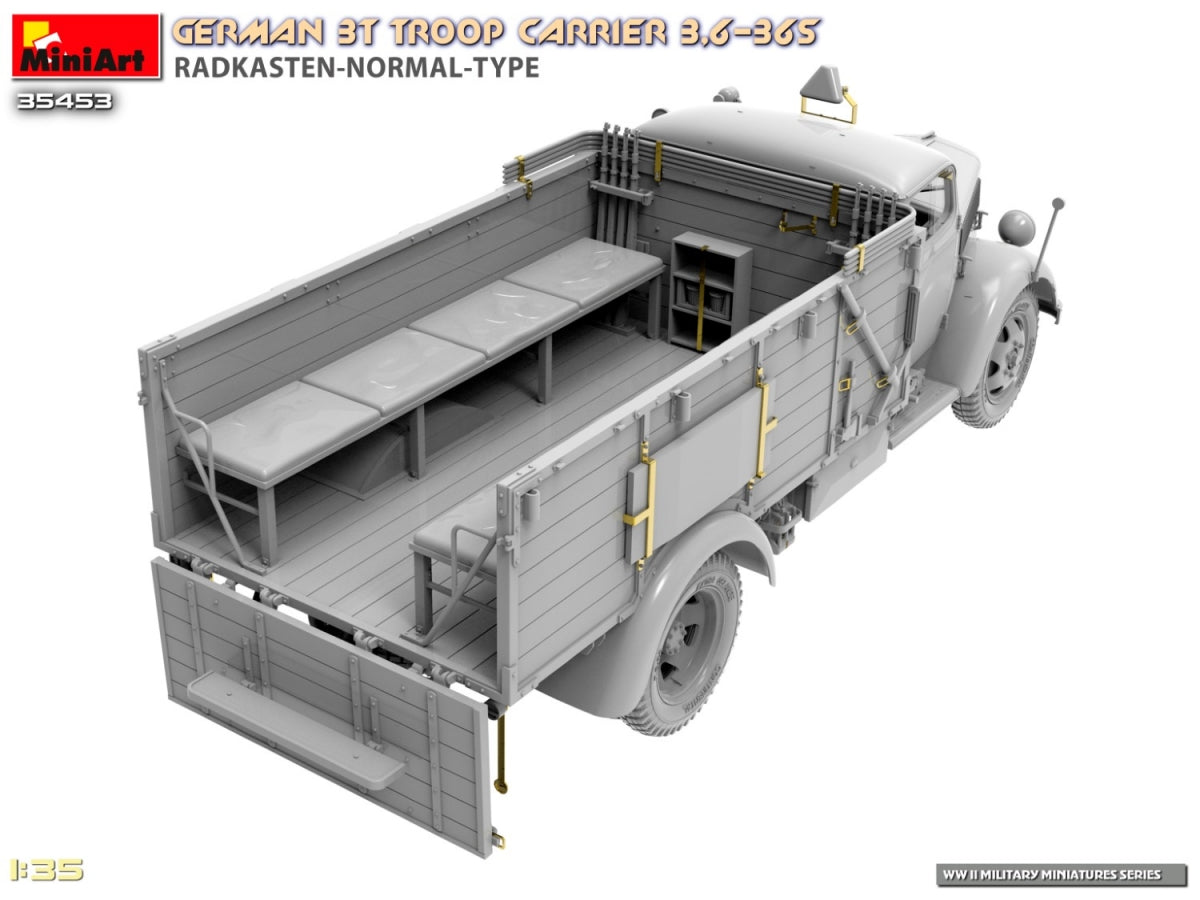 Miniart 35453 Transport de troupes allemand de 3 tonnes 3.6-36S Radkasten-Normal-Type 1/35 – imagen 17