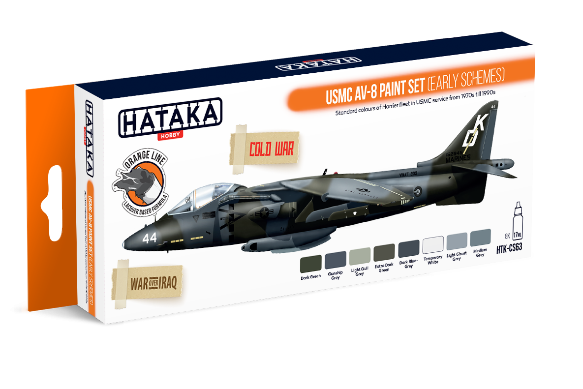 Kit de peinture Hataka HTK-CS63 USMC AV-8 (premiers schémas de peinture) 8 x 17 ml