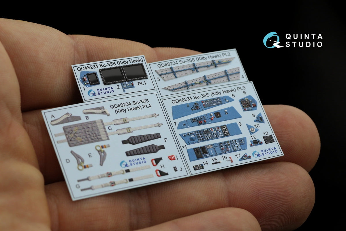 Intérieur imprimé en 3D et coloré sur papier décalcomanie Quinta Studio QD48234 Su-35S (KittyHawk) 1/48  – image 8