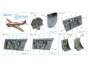 Intérieur imprimé en 3D et coloré sur papier décalcomanie Quinta Studio QD48587 P-40E Warhawk (Eduard) 1/48 – image 15