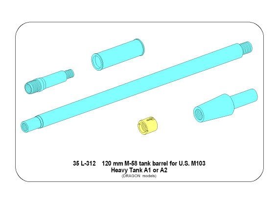 Aber 35L-312 120mm M-58 barrel for the American M103A1 tank