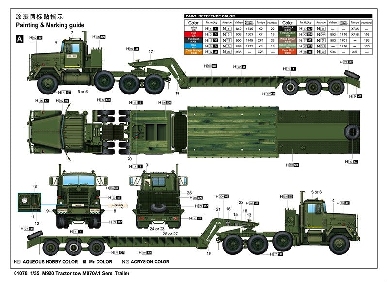 Trumpeter 01078 Tracteur M920 avec semi-remorque M870A1 1/35 – immagine 4