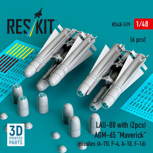 Missiles RESKIT RS48-0519 AGM-142 « Popeye 2/Have Lite » (2 pièces) (Impression 3D) 1/48
