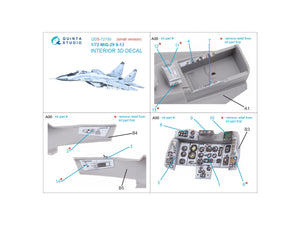 Quinta Studio QDS-72150 Mig-29 9-13 Intérieur coloré imprimé en 3D sur papier décalcomanie (7278 Zvezda) 1/72  – Bild 2