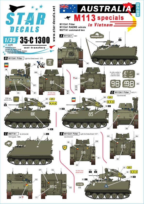 Star Decals 35-C1300 Australie au Vietnam 3 1/35