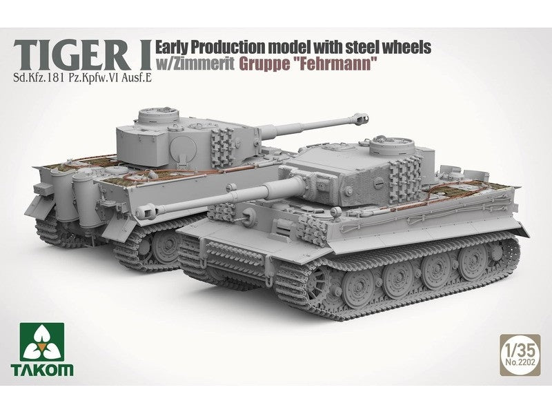 Takom 2202 Tiger I Sd.Kfz.181 Pz.Kpfw.VI Ausf.E - Modèle de première production avec roues en acier et Zimmerit, Gruppe &amp;#39;Fehrmann&amp;#39; 1/35 – image 2