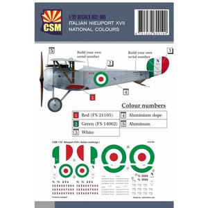 Maquette Copper State Models D32-001 Nieuport XVII italien aux couleurs nationales 1/32
