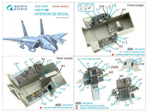 Intérieur du F-14B Quinta Studio QDS-32099 imprimé en 3D et coloré sur papier décalcomanie (Trumpeter) (Petite version) 1/32 – immagine 7