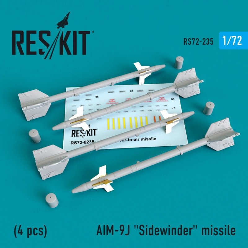 RESKIT RS72-0235 Missile AIM-9J « Sidewinder » (4 pièces) 1/72 