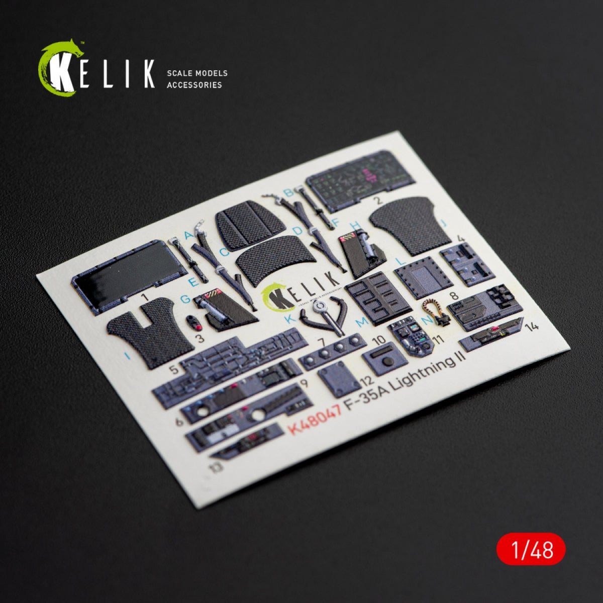 KELIK K48047 Décalcomanies 3D intérieures pour F-35A LIGHTNING II, kit Kitty Hawk 1/48 – immagine 2