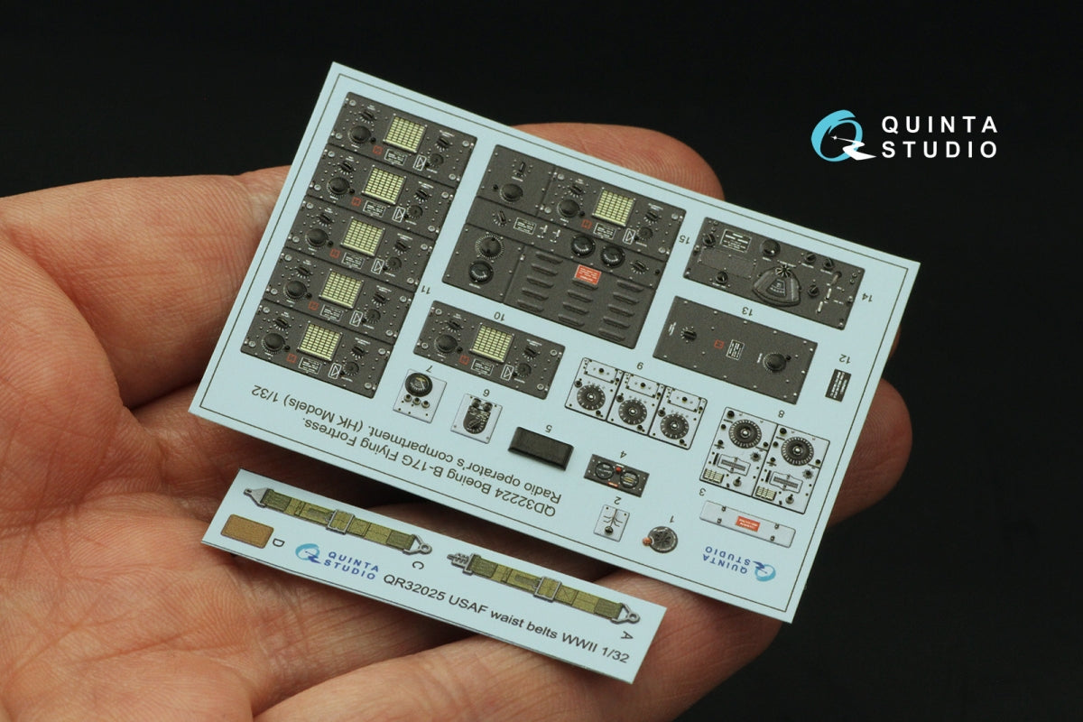 Quinta Studio QD32224 Boeing B-17G Radio operator&amp;#39;s compartment. 3D-Printed coloured Interior on decal paper (HK models) 1/32 – zdjęcie 3