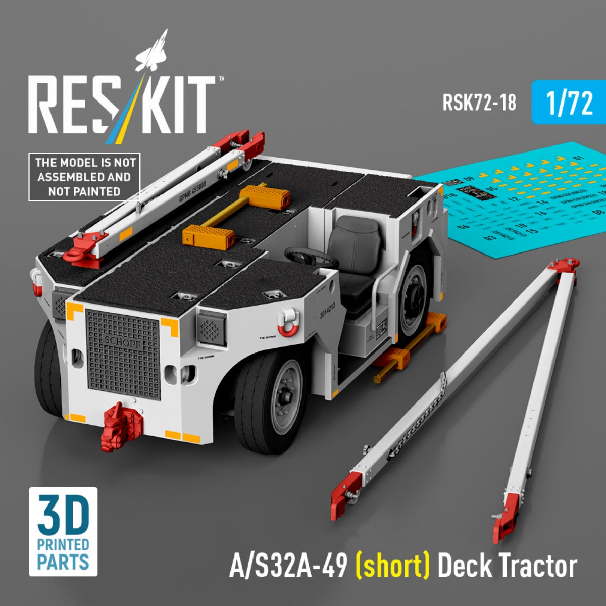 RESKIT RSK72-0018 A/S32A-49 (court) Tracteur de plateau (Maquette imprimée en 3D) 1/72