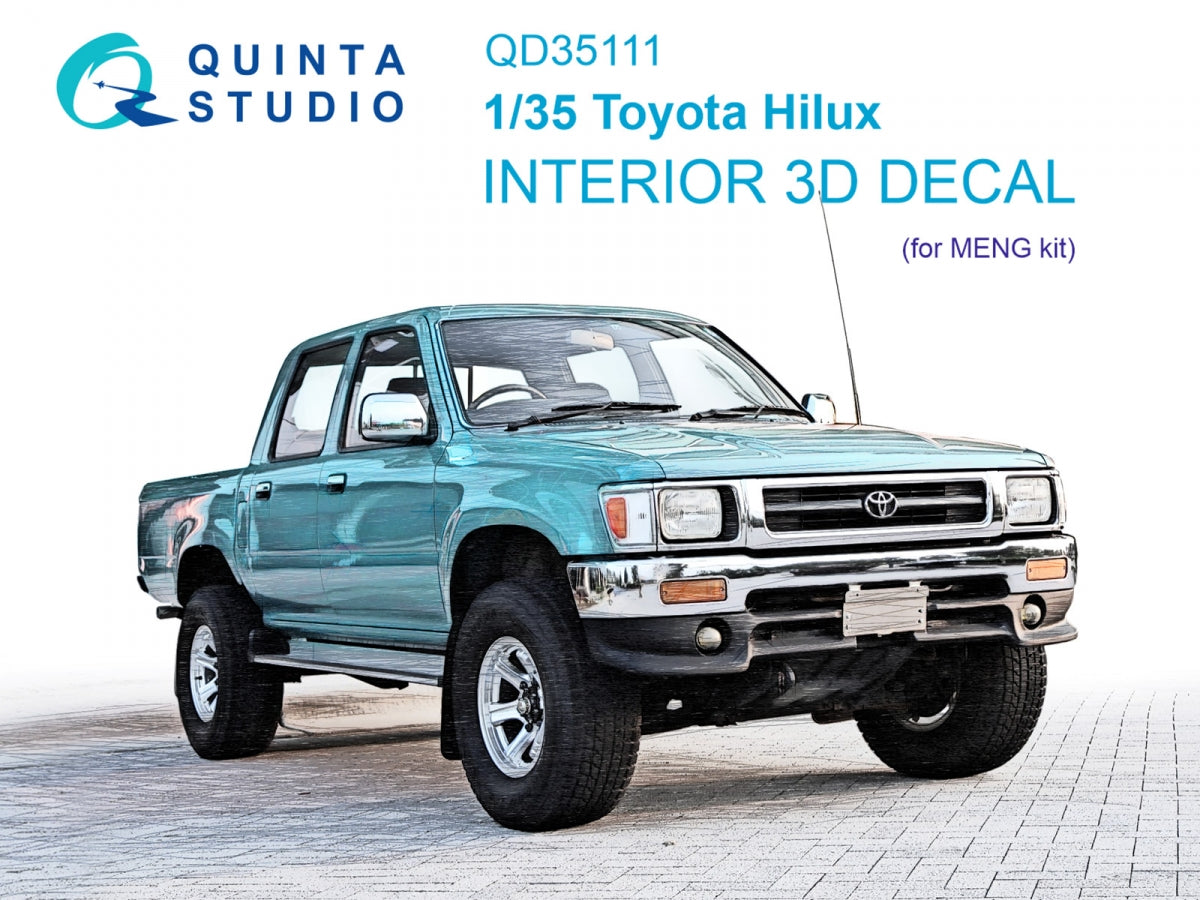 Intérieur imprimé en 3D et coloré sur papier décalcomanie Quinta Studio QD35111 Toyota Hilux (MENG) 1/35