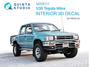 Intérieur imprimé en 3D et coloré sur papier décalcomanie Quinta Studio QD35111 Toyota Hilux (MENG) 1/35