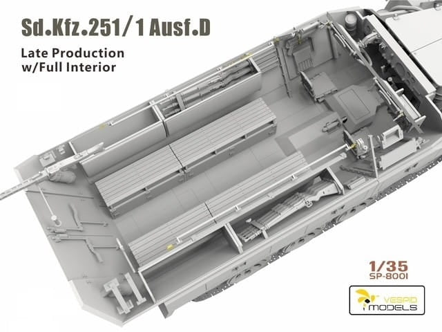 Vespid Models SP-8001 Sd.kfz.251/1 Ausf.D Late Production w/ Full Interior 1/35
