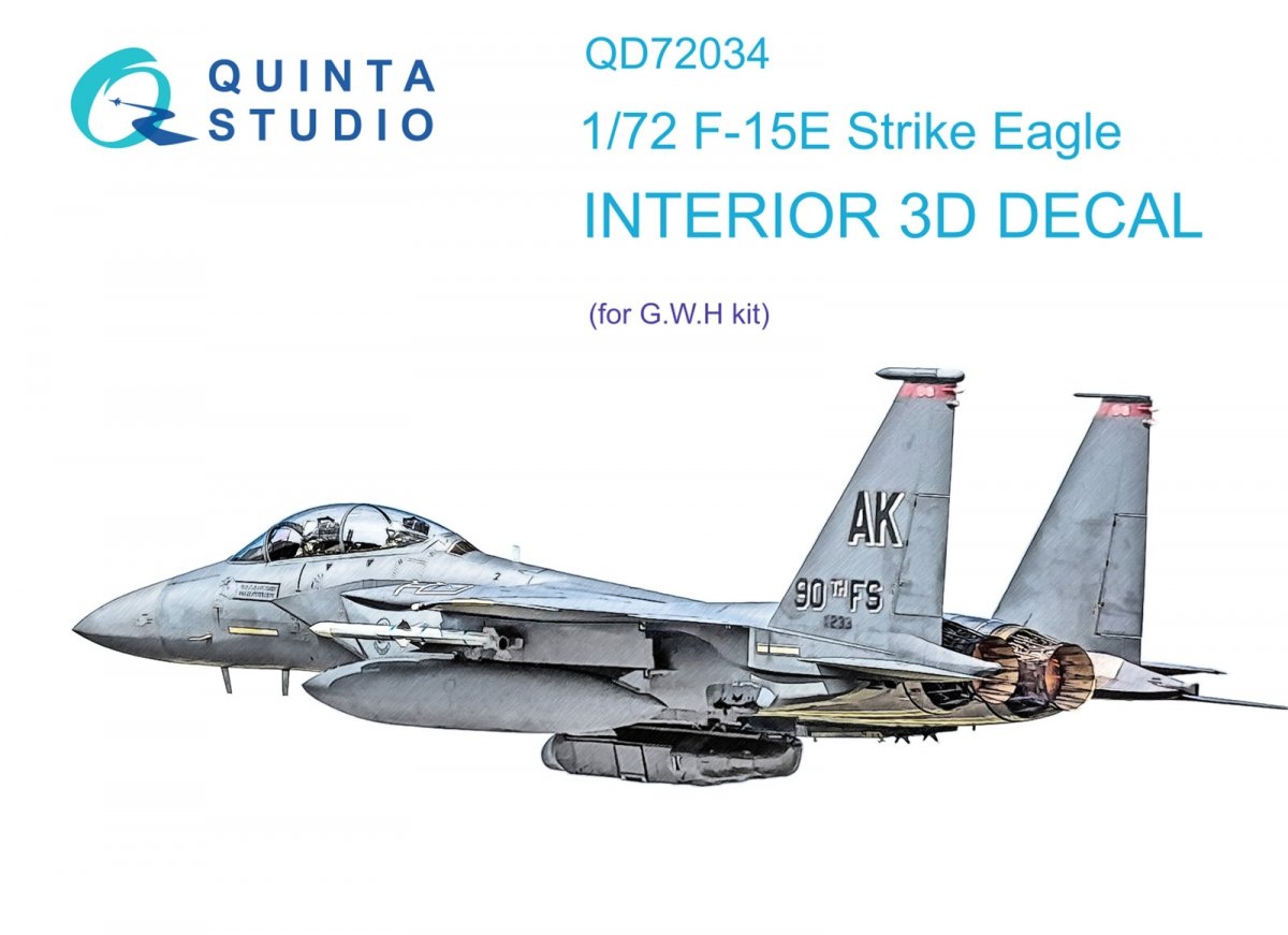 Intérieur imprimé en 3D et coloré pour F-15E de Quinta Studio QD72034 (GWH) à l&amp;#39;échelle 1/72
