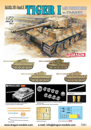 Dragon 7251 Tiger-I Mid avec Zimmerit (1/72) – Bild 2