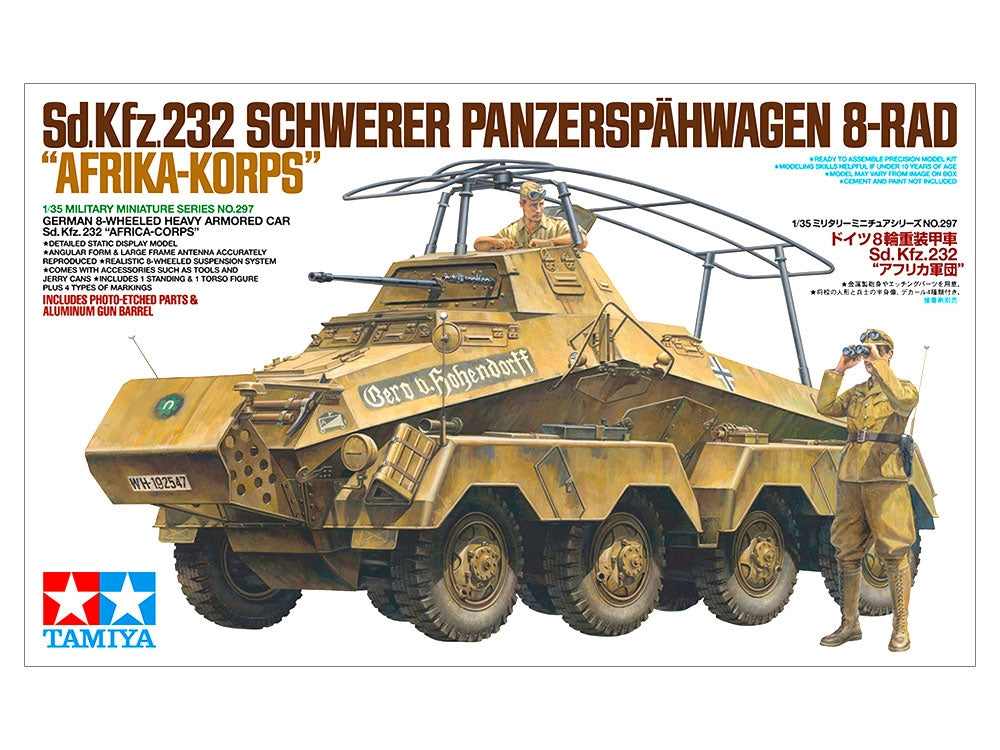 Tamiya 35297 Voiture blindée lourde allemande à 8 roues Sd.Kfz.232 « Africa-Corps » (1/35)  – immagine 2
