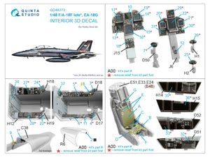 Intérieur imprimé en 3D et coloré sur papier décalcomanie Quinta Studio QD48373 F/A-18F tardif / EA-18G (Hobby Boss) à l&amp;#39;échelle 1/48 – image 2