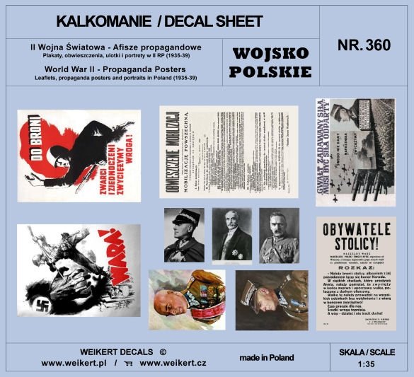 Décalcomanies Weikert DEC360 Affiches de propagande - Affiches, annonces, tracts et portraits de la Seconde République polonaise (1935-1939) 1/35