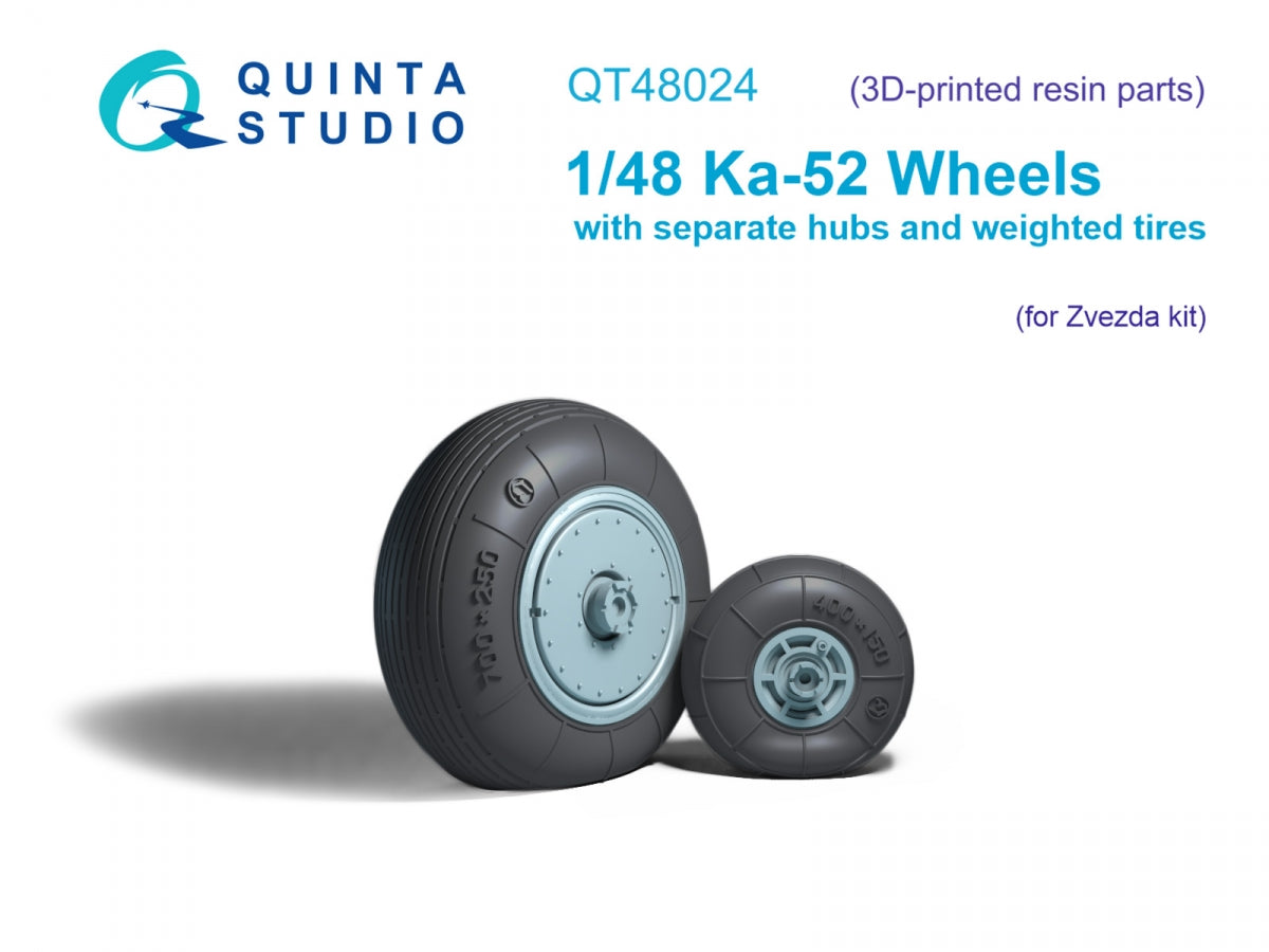 Quinta Studio QT48024 Roues Ka-52 avec moyeux séparés et pneus lestés (Zvezda) 1/48
