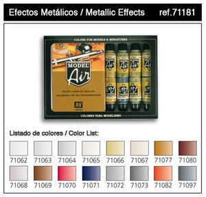 Vallejo Model Air Metallic Effects Set de 16 couleurs (71181)