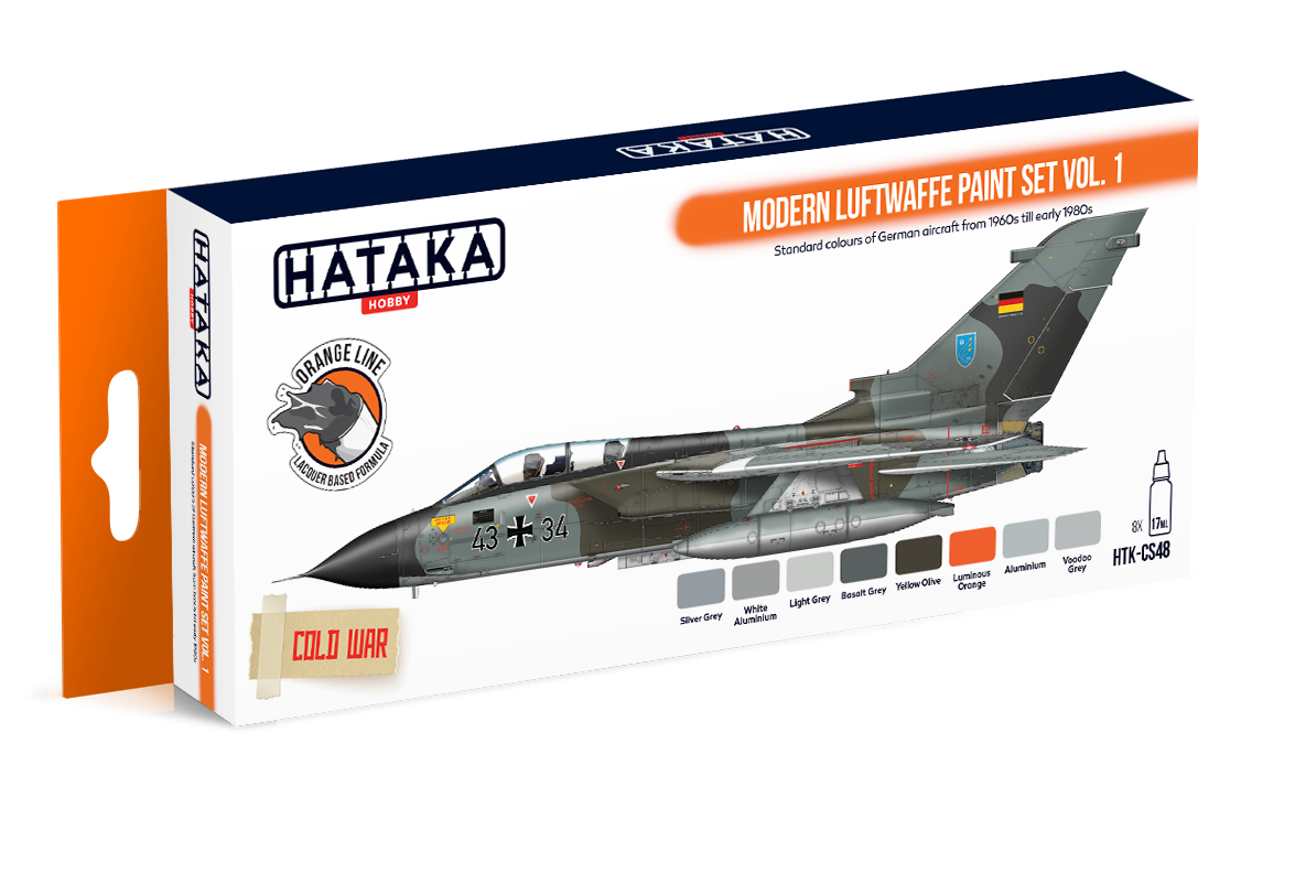 Coffret de peinture Hataka HTK-CS48 Luftwaffe moderne, volume 1, 8 x 17 ml