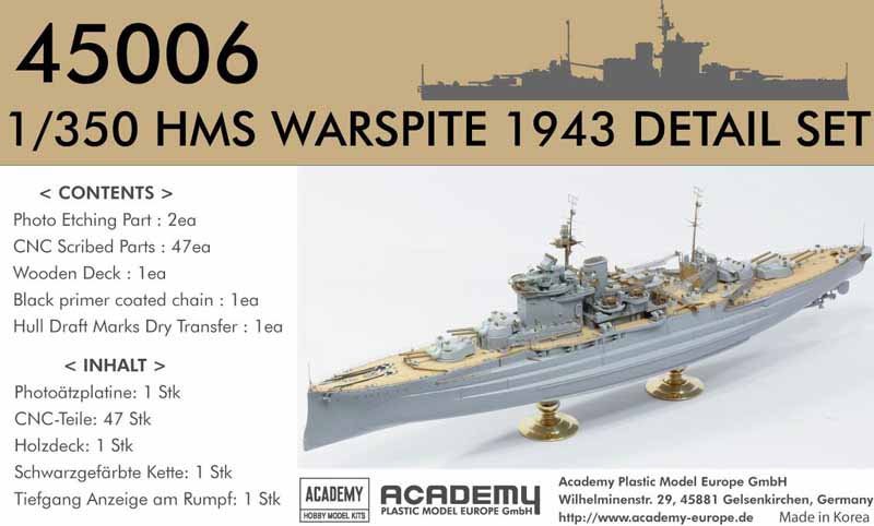 Ensemble de détails Academy 45006 Warspite 1/350