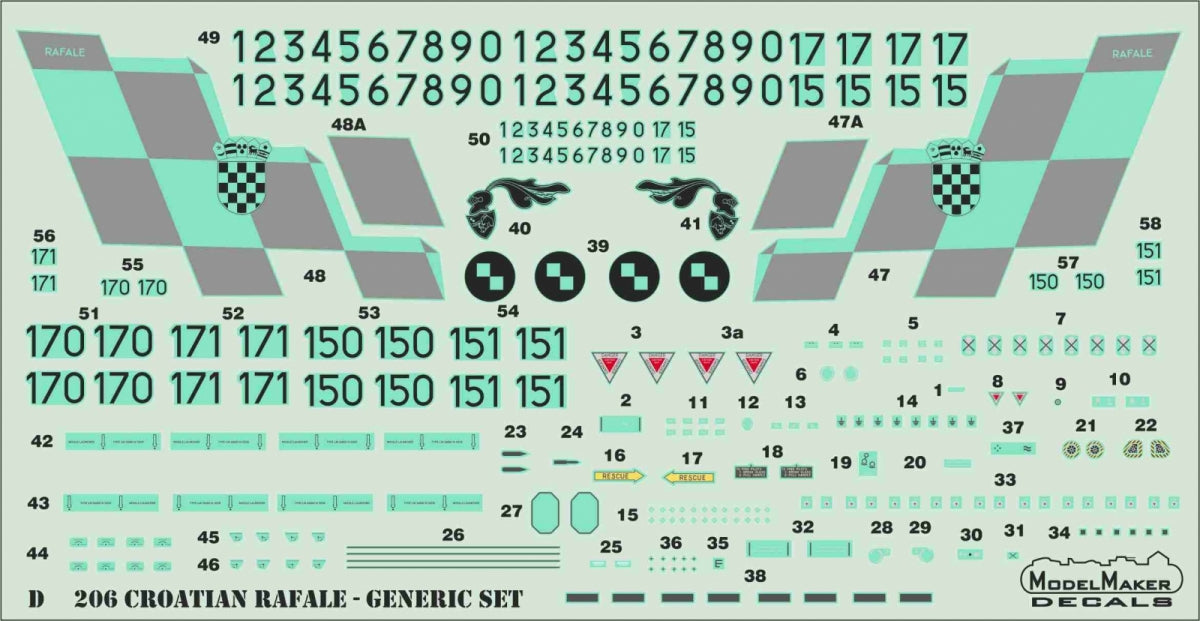 ModelMaker Decals D48206 Croatian Rafale - Generic set 1/48 – zdjęcie 2