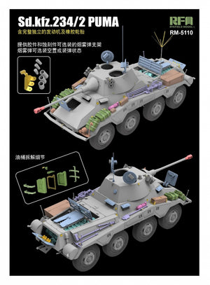 Maquette Rye Field 5110 Sd.Kfz.234/2 Puma avec pièces de moteur 1/35 – immagine 4