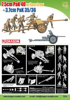 Dragon 7374 German Anti-tank guns 7.5cm PaK40 with Gun Crew and 3.7cm PaK 35/36 1/72