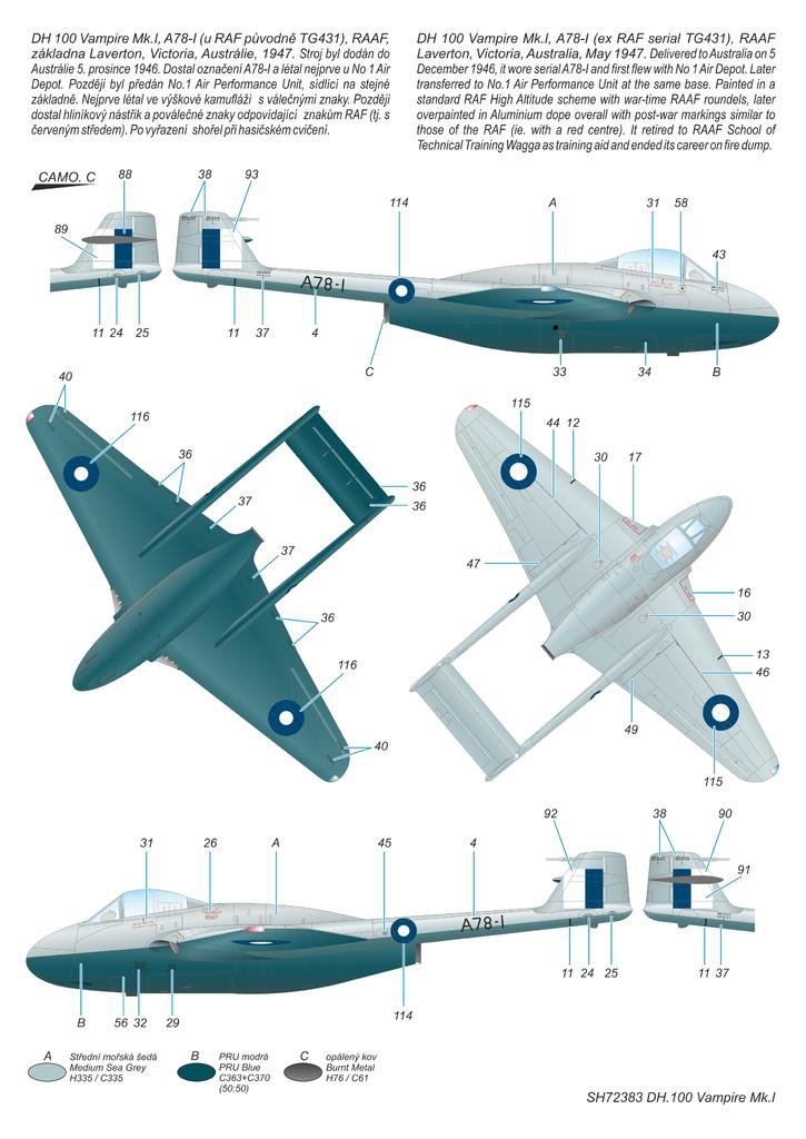 Hobby spécial 72383 DH.100 Vampire Mk. I &amp;#39;RAF, RAAF et Armée de l&amp;#39;Air&amp;#39; 1/72  – imagen 3